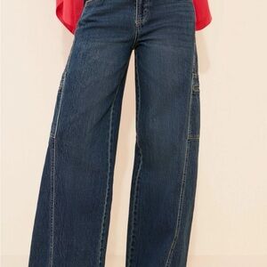 Anthropologie NWT Habitual Cargo Extra Wide-Leg Jeans, Color: Blue, Size: 29